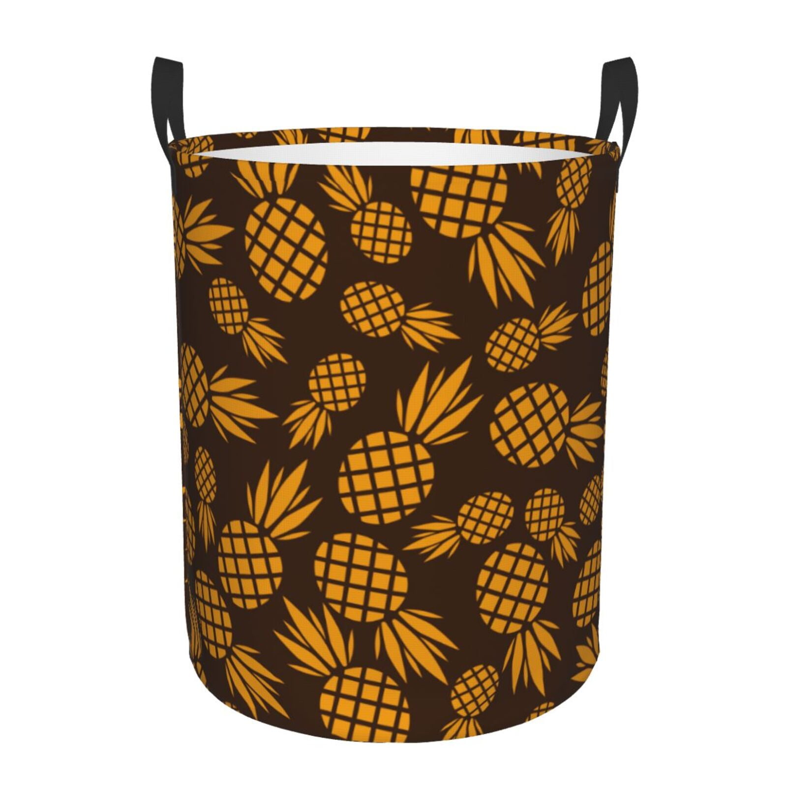 Pink Pineapple Print Laundry Basket