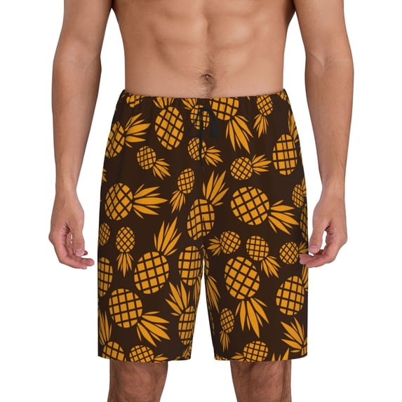 Fotbe Colorful Pineapple Pajama Shorts for Men, Men's Pajama Bottoms, Sleepwear,Short Pajama Pants-X-Large
