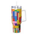 thumbnail image 1 of Fotbe Colorful Plastic Blocks Pattern Pattern 40oz Ice Bully With Handle And Straw Stainless Steel Vacuum Insulated Cup And 2 In 1 Straw Lid, 1 of 8
