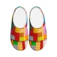 thumbnail image 1 of Fotbe Colorful Plastic Blocks Pattern Pattern Women's Fuzzy Curly Fur Memory Foam Loafer Slippers Indoor Outdoor Slippers Winter Home Shoes-40/41, 1 of 7