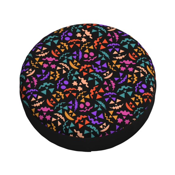 Fotbe Colorful Pumpkin Faces Spare Tire Cover Thickening Universal Fit for Jeep, Trailer, RV, SUV, Truck, Tough Tire Wheel Soft Cover-16 inch