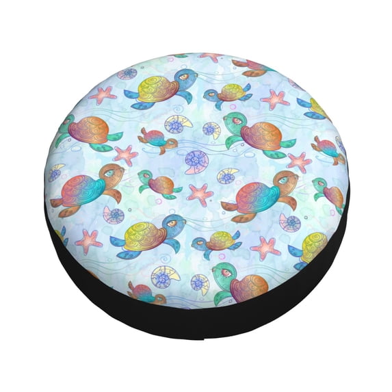 Fotbe Colorful Sea Turtle Spare Tire Cover Thickening Universal Fit for Jeep, Trailer, RV, SUV, Truck, Tough Tire Wheel Soft Cover-17 inch