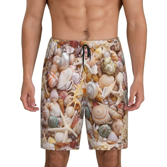 Fotbe Colorful Seashells Pajama Shorts for Men, Men's Pajama Bottoms, Sleepwear,Short Pajama Pants-XX-Large