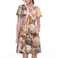 thumbnail image 1 of Fotbe Colorful Seashells Pattern Dress Casual Womens Fashion Short Sleeve Maxi Dress T Shirt Dress Striped Long Color Block Maxi Dress, 1 of 6