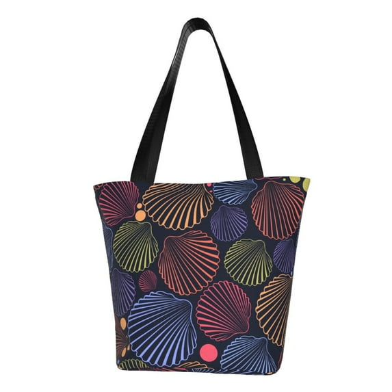 Fotbe Colorful Shells Pattern Beach Tote,Shoulder Handbag,Spacious Tote Bag,Lightweight Travel Bag,Versatile Shopping Bag