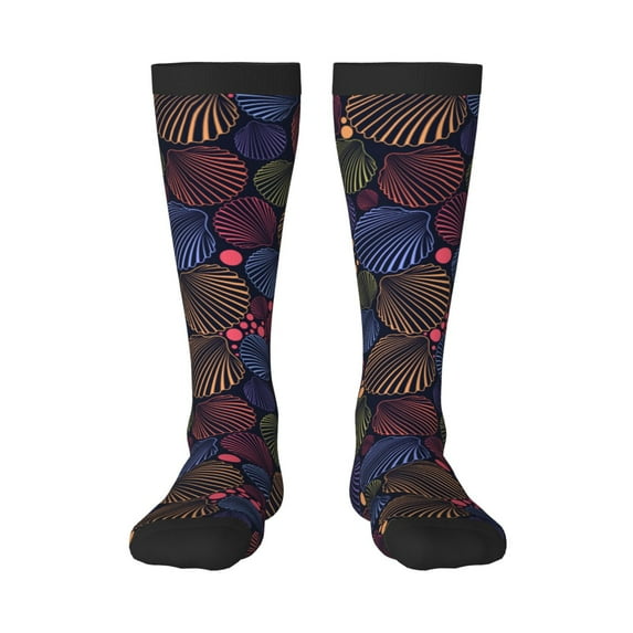 Fotbe Colorful Shells print Women's Men's Novelty Crew Socks Cotton Socks Knee High Socks for Walking,Running,Nurses,Pregnancy