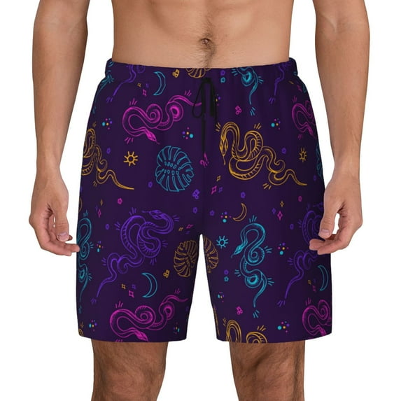 Fotbe Colorful Snake Men’s Swim Trunks Quick Dry Swim Shorts Board Shorts with Mesh Lining-Large