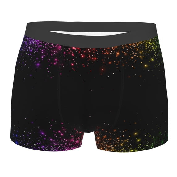 Fotbe Colorful Sparkling Men’s Total Support Pouch Boxer Briefs, X-Temp Cooling, Moisture-Wicking Underwear, Regular, Long-leg and Trunk-Small