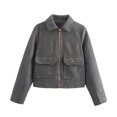thumbnail image 1 of Fashion Multicolor Wool Blend Pocket Zipper Jacket For Women Stylish Casual Outerwear Coats Woman Petite Wool Coats Women's plus Size Coats Warm Jackets Women Women Vest plus down Lightweight Women, 1 of 8