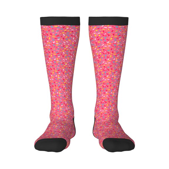 Fotbe Colorful Sprinkles Donuts print Women's Men's Novelty Crew Socks Cotton Socks Knee High Socks for Walking,Running,Nurses,Pregnancy