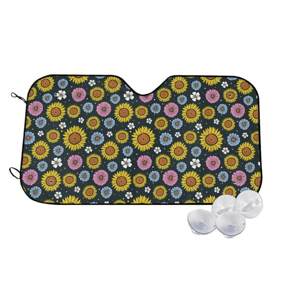 Fotbe Colorful Sunflowers Car Windshield Sunshade | Sun Visor Protector Front Window Shade, Keeps Out UV Rays, Keeps Your Vehicle Cool-Small