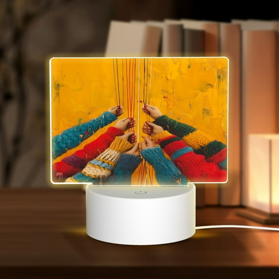 Fotbe Colorful Sweaters And Strings Pattern Acrylic Night Light Gift with 3 Color ModesTouch-Sensitive LED Lamp Perfect Gift for Mother's Day, Birthday, or Christmas
