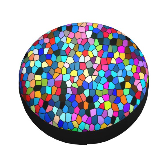 Fotbe Colorful Tie Dye Stained Glass 2 Spare Tire Cover Thickening Universal Fit for Jeep, Trailer, RV, SUV, Truck, Tough Tire Wheel Soft Cover-14 inch