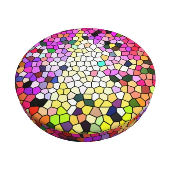Fotbe Colorful Tie Dye Stained Glass 3 Stool Covers Round,Waterproof Round Bar Stool Covers Bar Chair Covers Washable Stool Cushion Slipcover for 12-14 Inch Chair-13 inch
