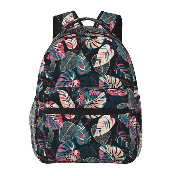 Fotbe Colorful Tropical Leaves Pattern Casual Backpack for School, Travel, and Outdoor Activities - Durable, Lightweight, and Comfortable