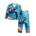 thumbnail image 1 of Fotbe Colorful Underwater Plant Turtle Pattern Long Sleeve Pajama Set for Women,Sleepwear Set,2-piece Loungewear Set,Soft PJs Comfy Nightwear with Pockets -Large, 1 of 7