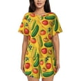 thumbnail image 1 of Fotbe Colorful Vegetables Print Pajama Set for Women 2 Piece Loungewear Short Sleeve Tops and Shorts Set Soft Sleepwear-Large, 1 of 7