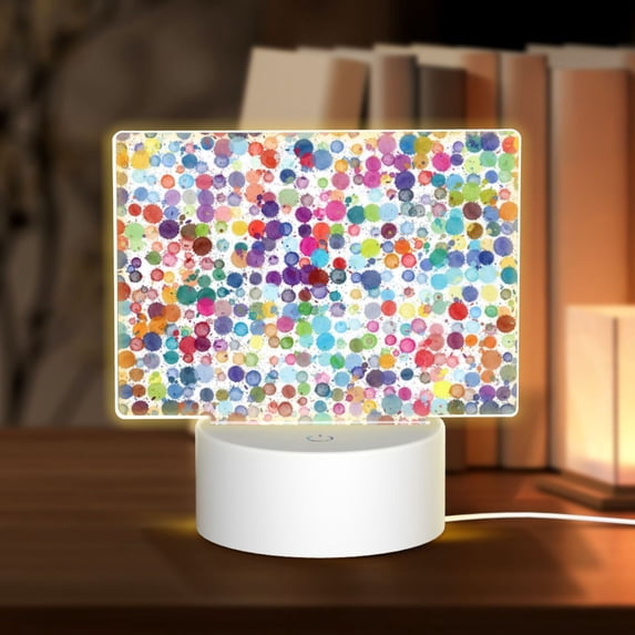 Fotbe Colorful Watercolor Dots Pattern Acrylic Night Light Gift with 3 Color ModesTouch-Sensitive LED Lamp Perfect Gift for Mother's Day, Birthday, or Christmas