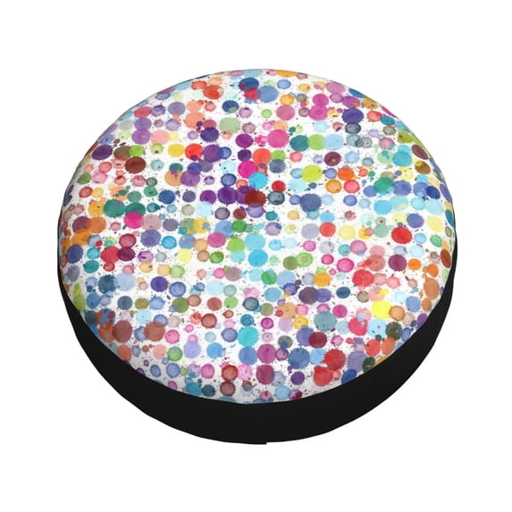 Fotbe Colorful Watercolor Dots Spare Tire Cover Thickening Universal Fit for Jeep, Trailer, RV, SUV, Truck, Tough Tire Wheel Soft Cover-17 inch