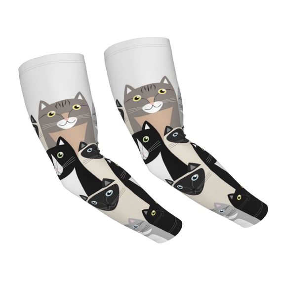 Fotbe Colors Cats UV Sun Protection Arm Sleeves - Tattoo Cover Up - Basketball Arm Sleeve UPF 50 Cooling for Men Women