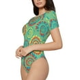 thumbnail image 1 of Fotbe Colourful Tie Dye Women's Crew Neck Short Sleeves Bodysuit Tops Round Neck Slim Sleeveless Soft Comfortable Basic-X-Large, 1 of 7