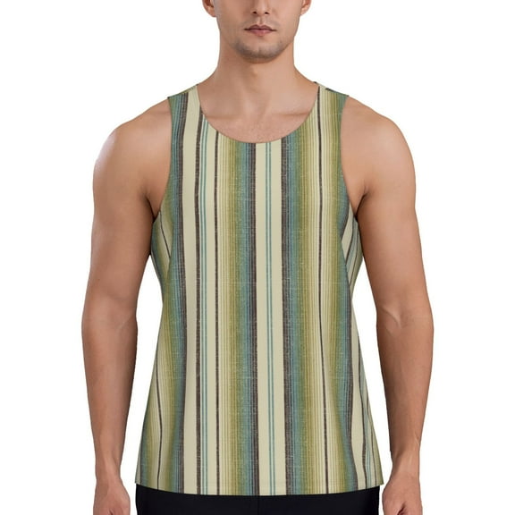 Fotbe Colourful stripes Pattern Men's Quick Dry Workout Tank Top Gym Muscle Tee Fitness Bodybuilding Sleeveless T Shirt Breathable Workout Shirt-XX-Large