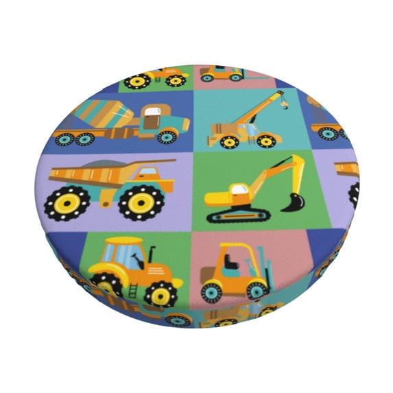 Fotbe Construction Machinery Stool Covers Round,Waterproof Round Bar Stool Covers Bar Chair Covers Washable Stool Cushion Slipcover for 12-14 Inch Chair-12 inch