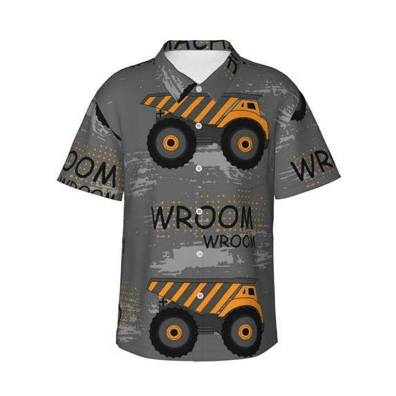 Fotbe Construction Machines Hawaiian Shirt For Men Unisex Summer Beach Casual Short Sleeve Cotton Linen Button Down Shirts-Medium