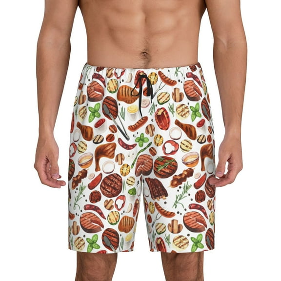 Fotbe Cooking Bbq Pajama Shorts for Men, Men's Pajama Bottoms, Sleepwear,Short Pajama Pants-Small