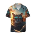 thumbnail image 1 of Fotbe Cool Cat Driving Sunset print Short Sleeve Button Down Shirts for Men Casual Summer Beach Wrinkle Free Shirt-3X-Large, 1 of 7