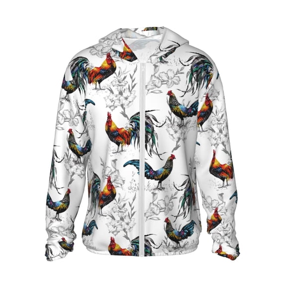 Fotbe Cool Chicken Men's Women's UPF 50+ Sun Protection Jacket Hooded Cooling Shirt with Pockets Hiking Outdoor Performance-X-Large