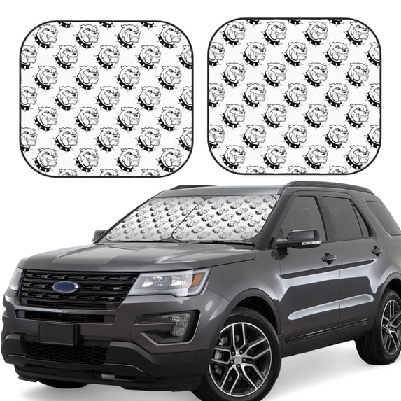 Fotbe Cool Dog 2-Piece Car Windshield Sun Shade | Sun Blocker for Car Windshield | Foldable Automotive Interior Accessories for Sun Protection-Large