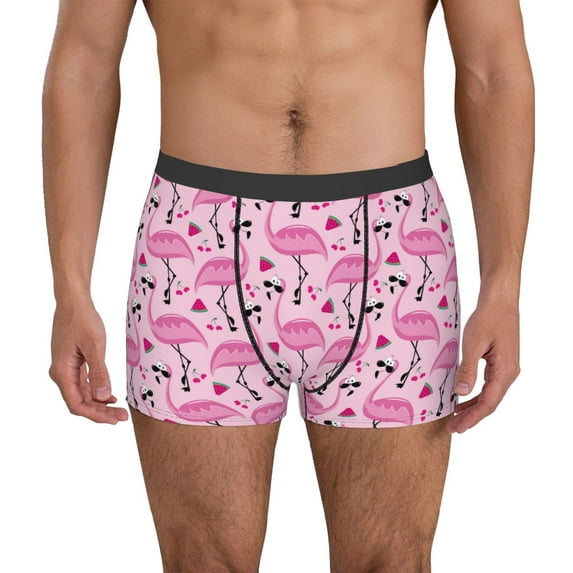 Fotbe Cool Flamingos Men’s Total Support Pouch Boxer Briefs, X-Temp Cooling, Moisture-Wicking Underwear, Regular, Long-leg and Trunk-Medium