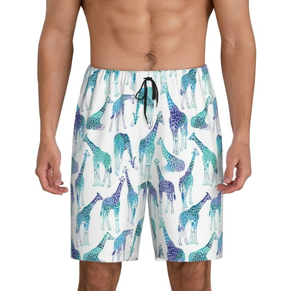 Fotbe Cool Giraffe Pajama Shorts for Men, Men's Pajama Bottoms, Sleepwear,Short Pajama Pants-Small