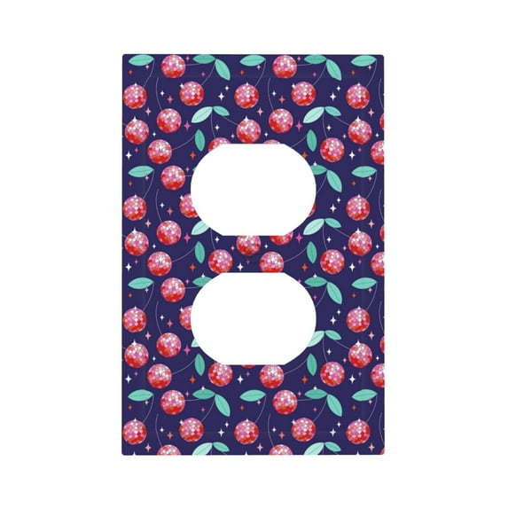 Fotbe Cool Mirror Cherries Print Duplex Receptacle Wall Plate, 1-Gang 5.0" x3.0" Wall Outlet Covers, Dual Outlet Faceplates Covers, Color-matched Screws Included-Style S