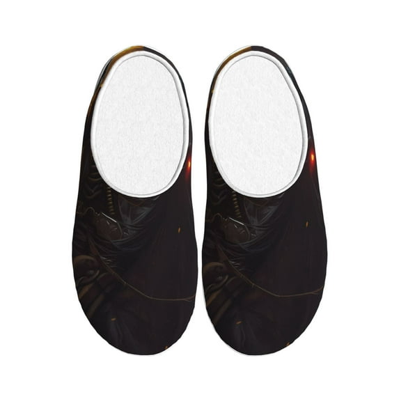 Fotbe Cool Skull Western Cowboy Pattern Women's Fuzzy Curly Fur Memory Foam Loafer Slippers Indoor Outdoor Slippers Winter Home Shoes-46/47
