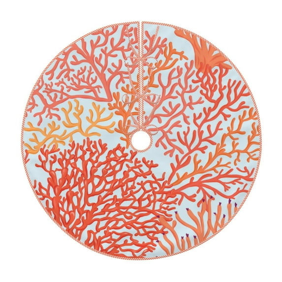 Fotbe Corals Pattern Christmas Tree Skirt, Tree Skirts Plush Christmas Decorations, Christmas Tree Skirts Xmas Decorations Holiday Party Decor-48"
