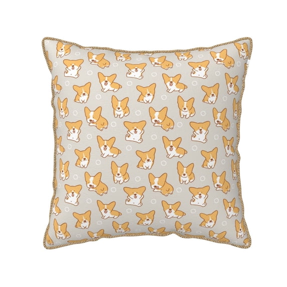 Fotbe Corgi Dog Pattern Velvet Decorative Throw Pillow Covers with Elegant Piping, Soft Plush Cushion Cover for Sofa, Bed, Car, Office-18"x18"