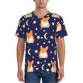 thumbnail image 1 of Fotbe Corgi Lying With Moons And Stars Baseball Jersey Shirt for Men and Women, Casual Short Sleeves Button Down T-Shirt-4X-Large, 1 of 9