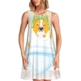 thumbnail image 1 of Fotbe Corgi In The Shower Cap Bathing Pattern Women’s Summer Tank Midi Dress – Sleeveless A-Line Dress, Floral T-Shirt Dress, Casual Flowing Beach Sundress, 1 of 7