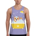 thumbnail image 1 of Fotbe Corgi Washing in Bathtub Pattern Men's Quick Dry Workout Tank Top Gym Muscle Tee Fitness Bodybuilding Sleeveless T Shirt Breathable Workout Shirt-Large, 1 of 9