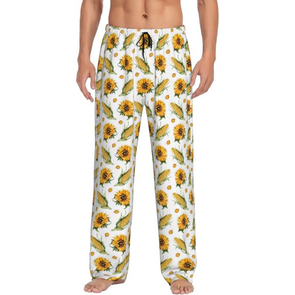 Fotbe Corn Sunflowers Men's Pajama Pants,Sleepwear Pants,Pj Bottoms Drawstring And Pockets-Small