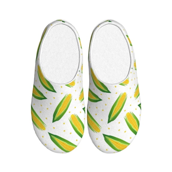 Fotbe Corns Pattern Women's Fuzzy Curly Fur Memory Foam Loafer Slippers Indoor Outdoor Slippers Winter Home Shoes-40/41