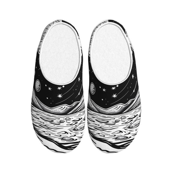 Fotbe Cosmic Landscape Celestial Art Pattern Women's Fuzzy Curly Fur Memory Foam Loafer Slippers Indoor Outdoor Slippers Winter Home Shoes-44/45
