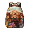 thumbnail image 1 of Fotbe Countryside Colorful Floral Cow Pattern Casual Backpack for School, Travel, and Outdoor Activities - Durable, Lightweight, and Comfortable, 1 of 5