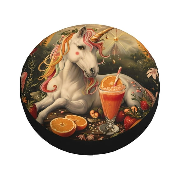 Fotbe Countryside Fruit White Horse Spare Tire Cover Thickening Universal Fit for Jeep, Trailer, RV, SUV, Truck, Tough Tire Wheel Soft Cover-14 inch