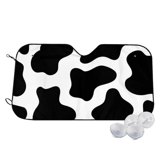 Fotbe Cow Print Black White Car Windshield Sunshade | Sun Visor Protector Front Window Shade, Keeps Out UV Rays, Keeps Your Vehicle Cool-Small