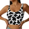 thumbnail image 1 of Fotbe Cow Print Black White Pattern Womens' Sports Bra Longline Wirefree Padded with Medium Support Sports Moisture-Wicking Workou Vest,Tank Top-Small, 1 of 9