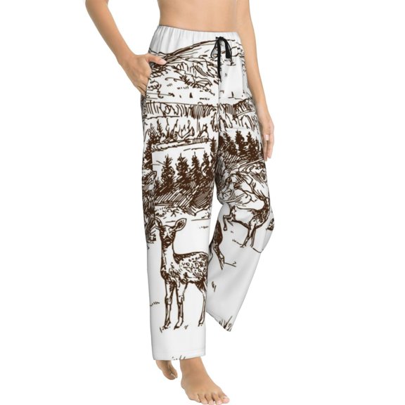 Fotbe Cow Women's Pajama Pants,Sleepwear Pants,Pj Bottoms Drawstring And Pockets-Small