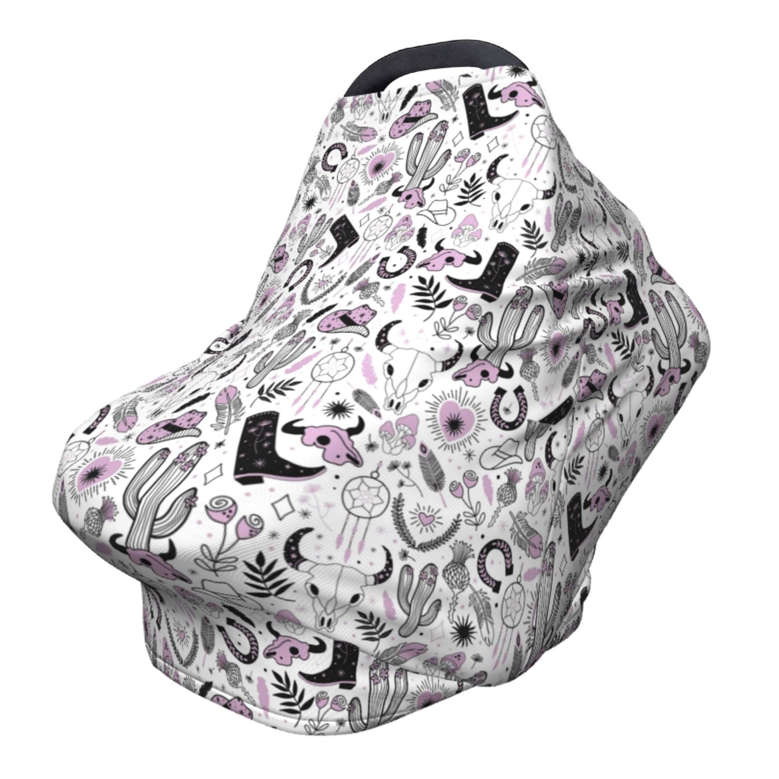 Fotbe Cowboy Pattern Car Seat Covers for Babies, Nursing Breastfeeding Cover Infant Carseat Canopy, Soft Stretchy Carrier Cover